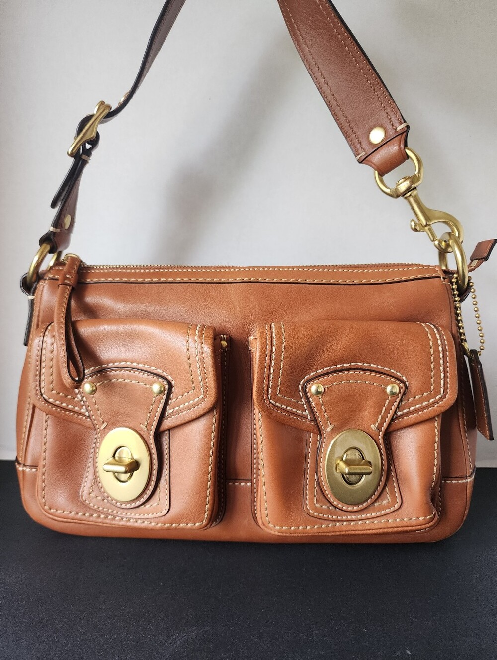 SOLDCoach Legacy Turnlock Double Pocket Shoulder Bag, EUC, 2008, F12868